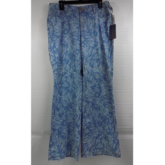 NYDJ Denim - NYDJ - Claire Trouser Palace Leaves Print Size 10P NWT TORN LEG BOTTOM READ!